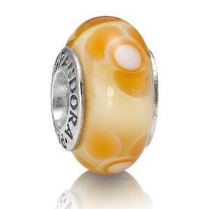 Authentic Pandora Retired Yellow Flowers For You Murano Glass S925 Ale Charm